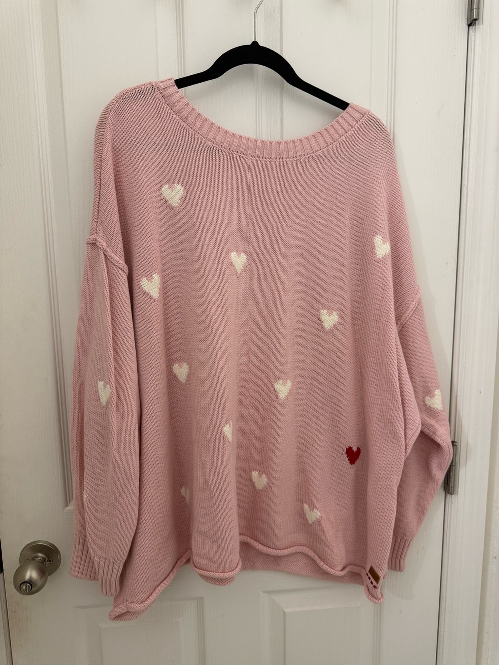 Peace Love World Pink Heart Pattern Sweater. Size 2X.